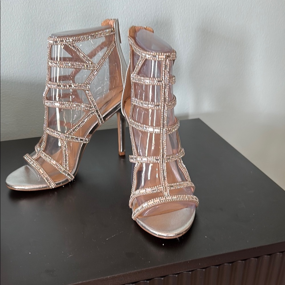 Aldo Silver and Tan Strappy Heels for Formal Events